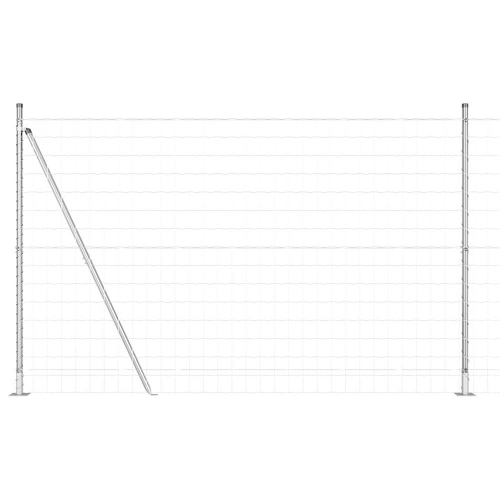 Clôture avec poteau argenté 1,4 x 10 m acier