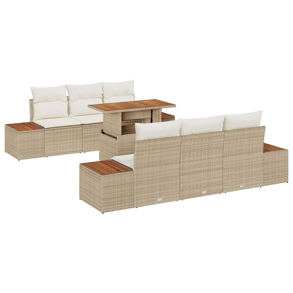 Ensemble de canapé de jardin 7 pc beige poly rotin