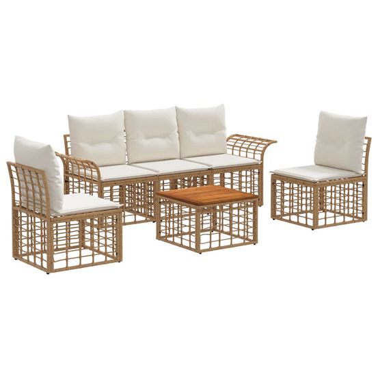 Ensemble de canapés d'extérieur 6 pc blanc naturel et crème