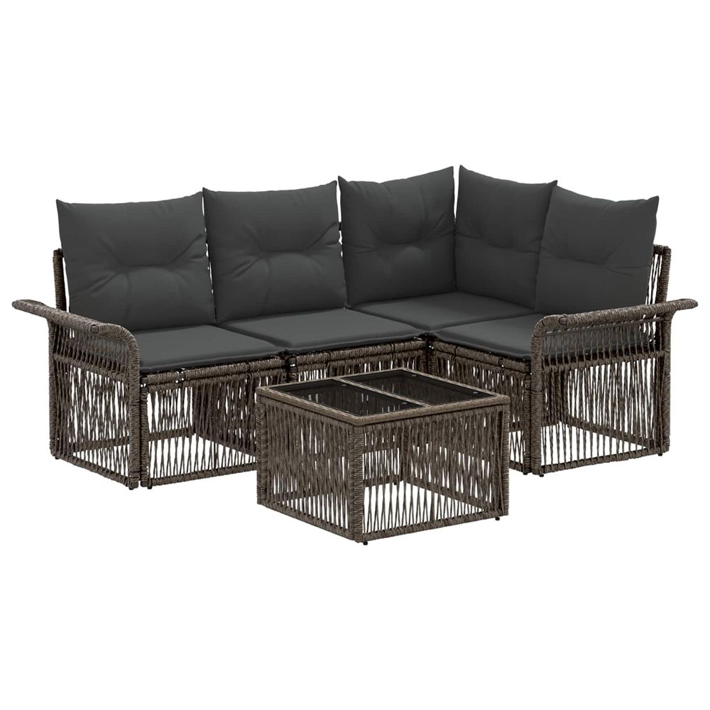 Ensemble de canapé de jardin 5 pc gris polyrotin