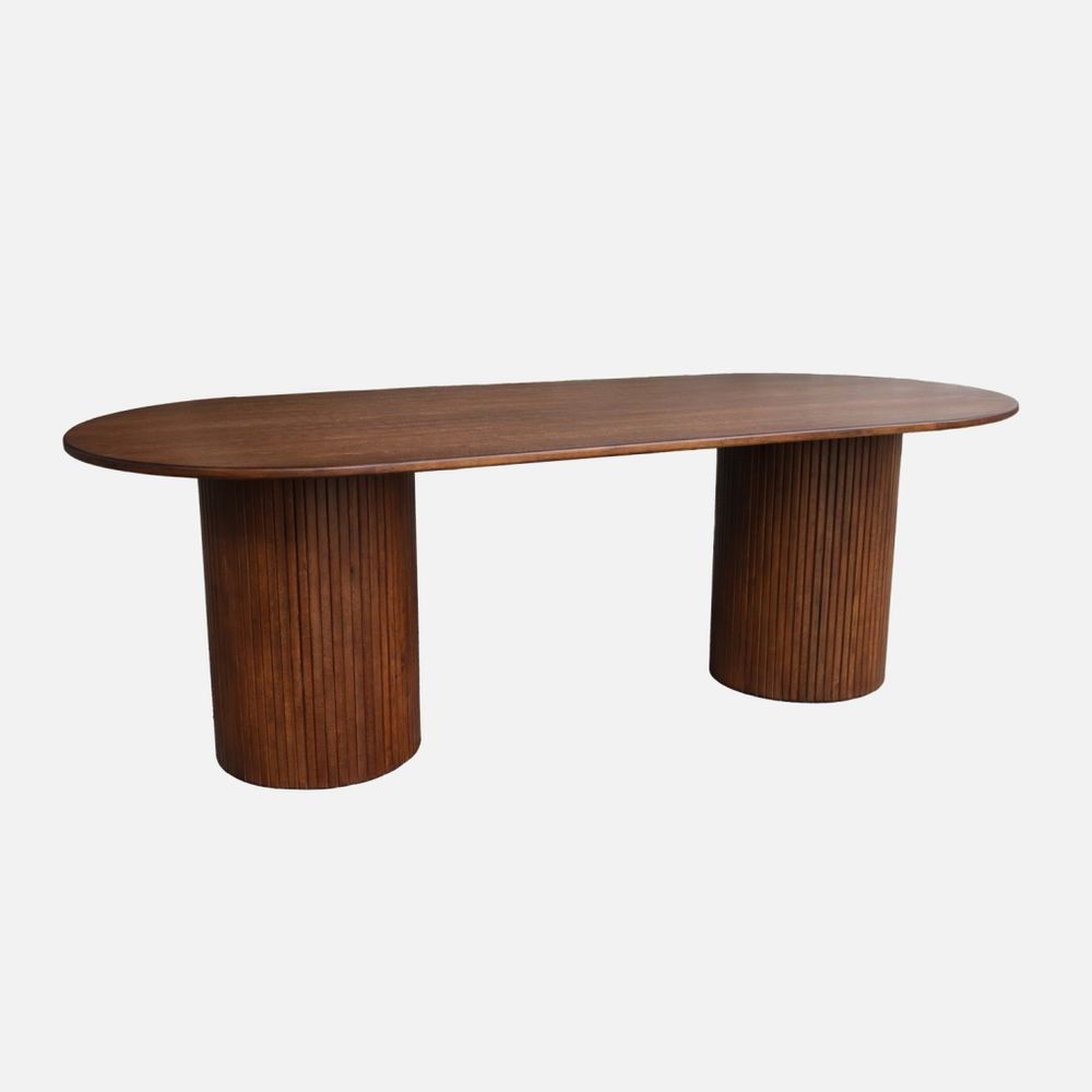 Table à manger oblongue placage chêne 8 places - l 220 x p 100 x h 73 cm - estelle