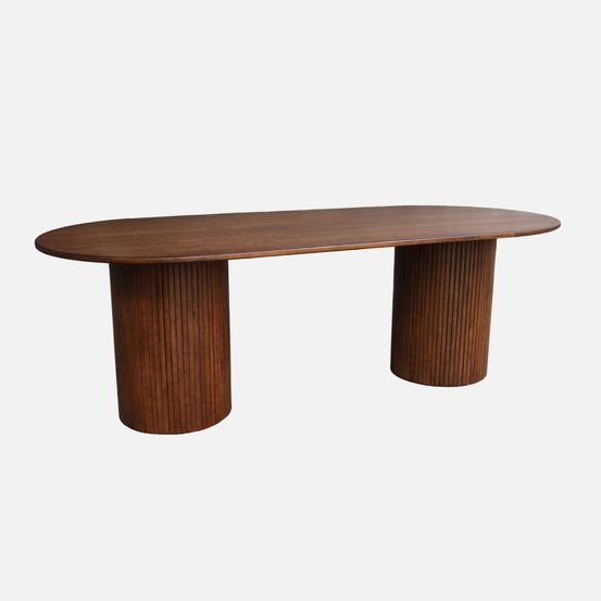 Table à manger oblongue placage chêne 8 places - l 220 x p 100 x h 73 cm - estelle