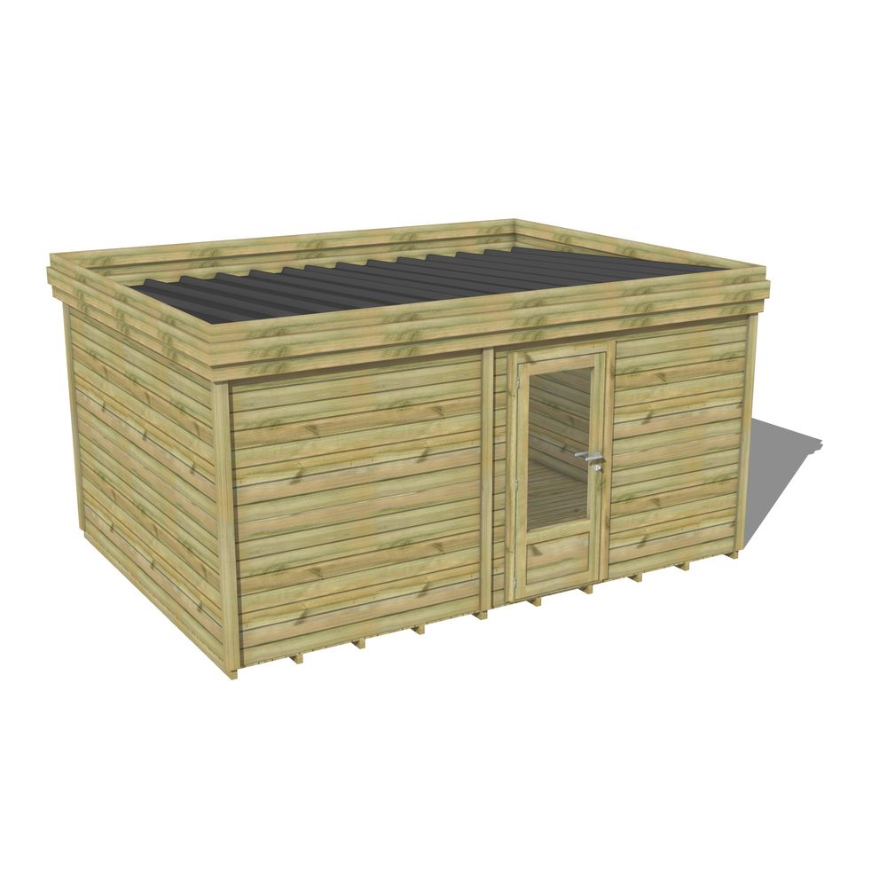 Abri de jardin bois pin traité autoclave 27mm - 4,195x3,44m / 14m2 - bac acier - plancher bois