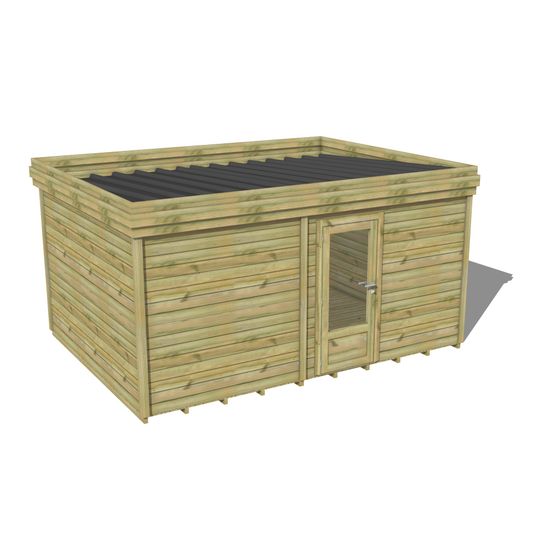 Abri de jardin bois pin traité autoclave 27mm - 4,195x3,44m / 14m2 - bac acier - plancher bois