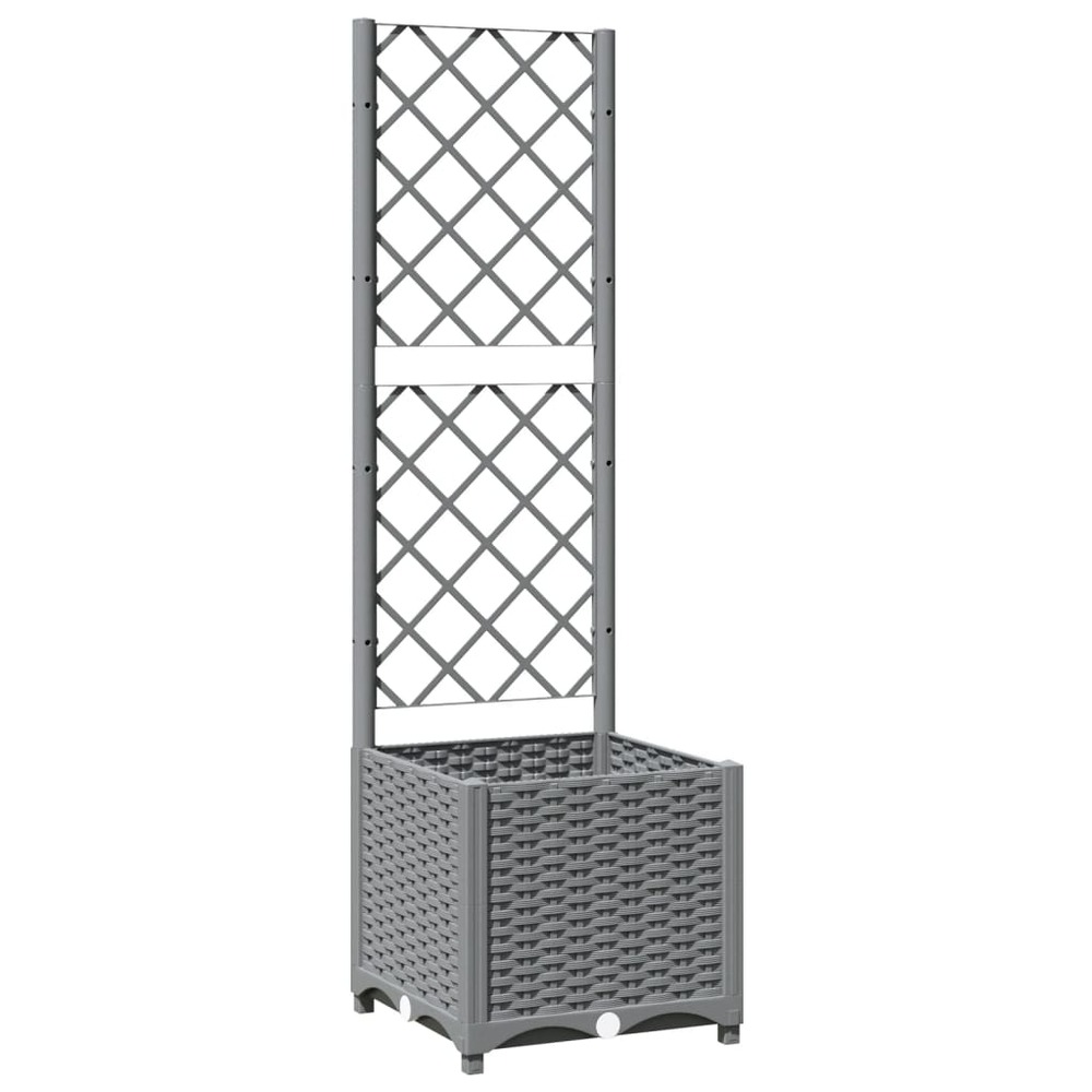 Jardinière bac lit surélevé plantes fleurs terrasse jardin avec treillis clair 40 x 40 x 136 cm pp gris