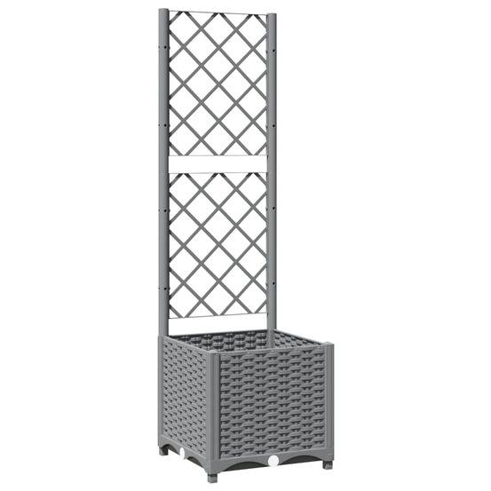 Jardinière bac lit surélevé plantes fleurs terrasse jardin avec treillis clair 40 x 40 x 136 cm pp gris