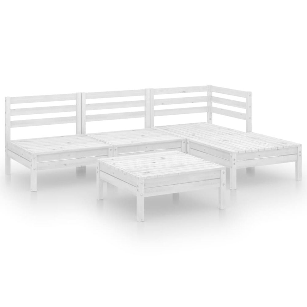 Salon de jardin 5 pcs bois de pin massif blanc