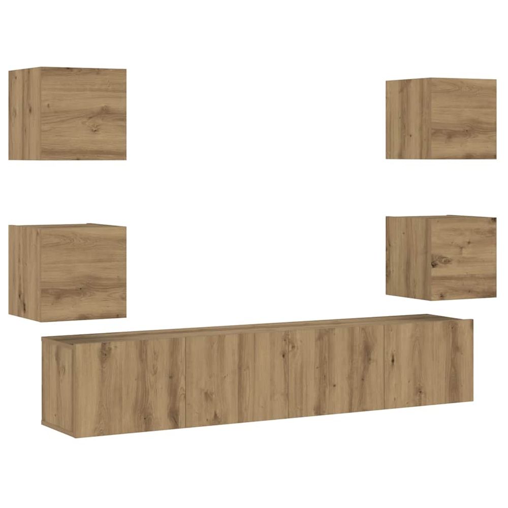 Meubles tv muraux 6 pcs chêne artisanal bois d'ingénierie