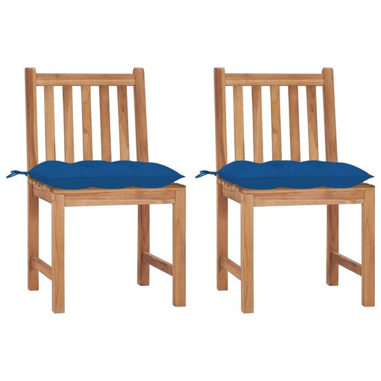 Chaises de jardin lot de 2 avec coussins bois de teck massif