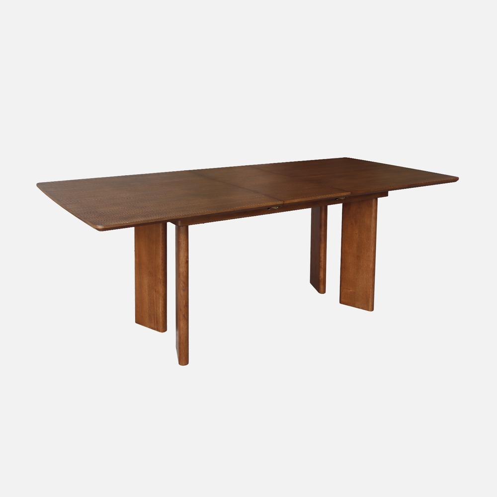 Table à manger rectangulaire extensible bois d'hévéa et placage chêne 6-8 places 170-210cm - albane
