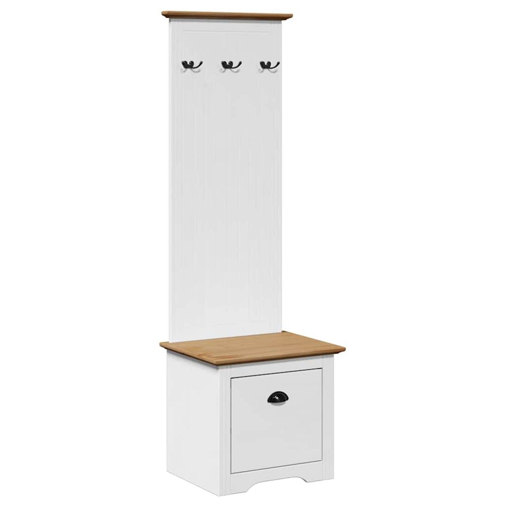 Armoire de couloir avec crochets bodo blanc marron 50x40x157 cm