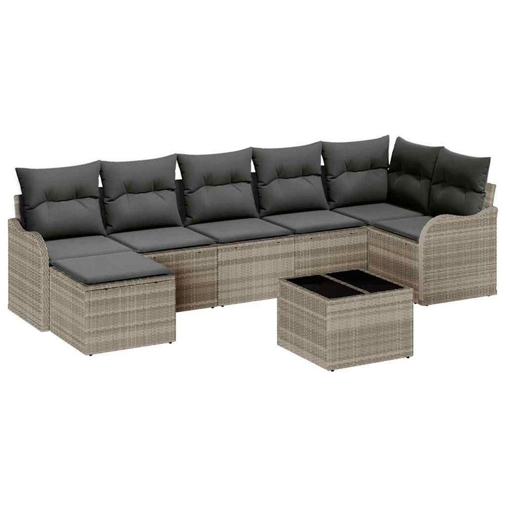 Ensemble de canapé de jardin 8 pc gris clair polyrotin