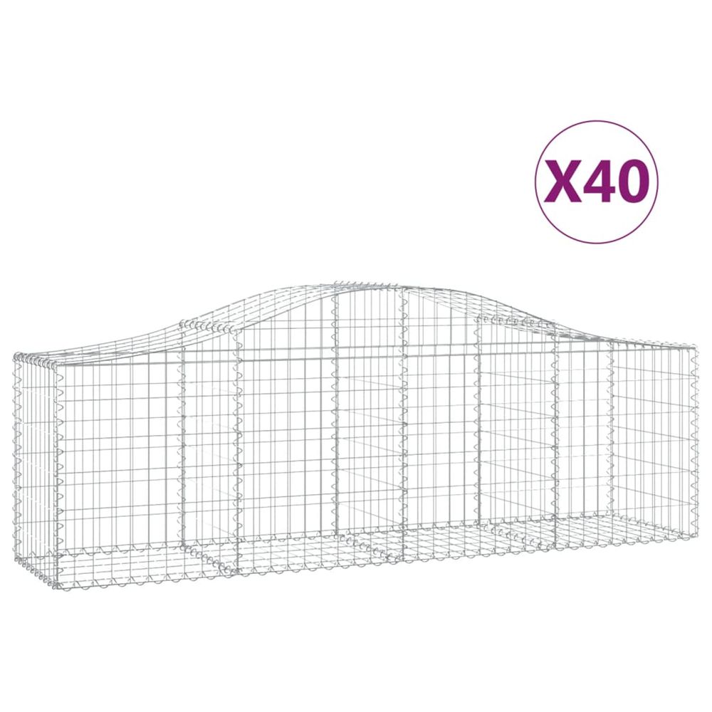Paniers à gabions arqués 40 pcs 200x50x60/80 cm fer galvanisé