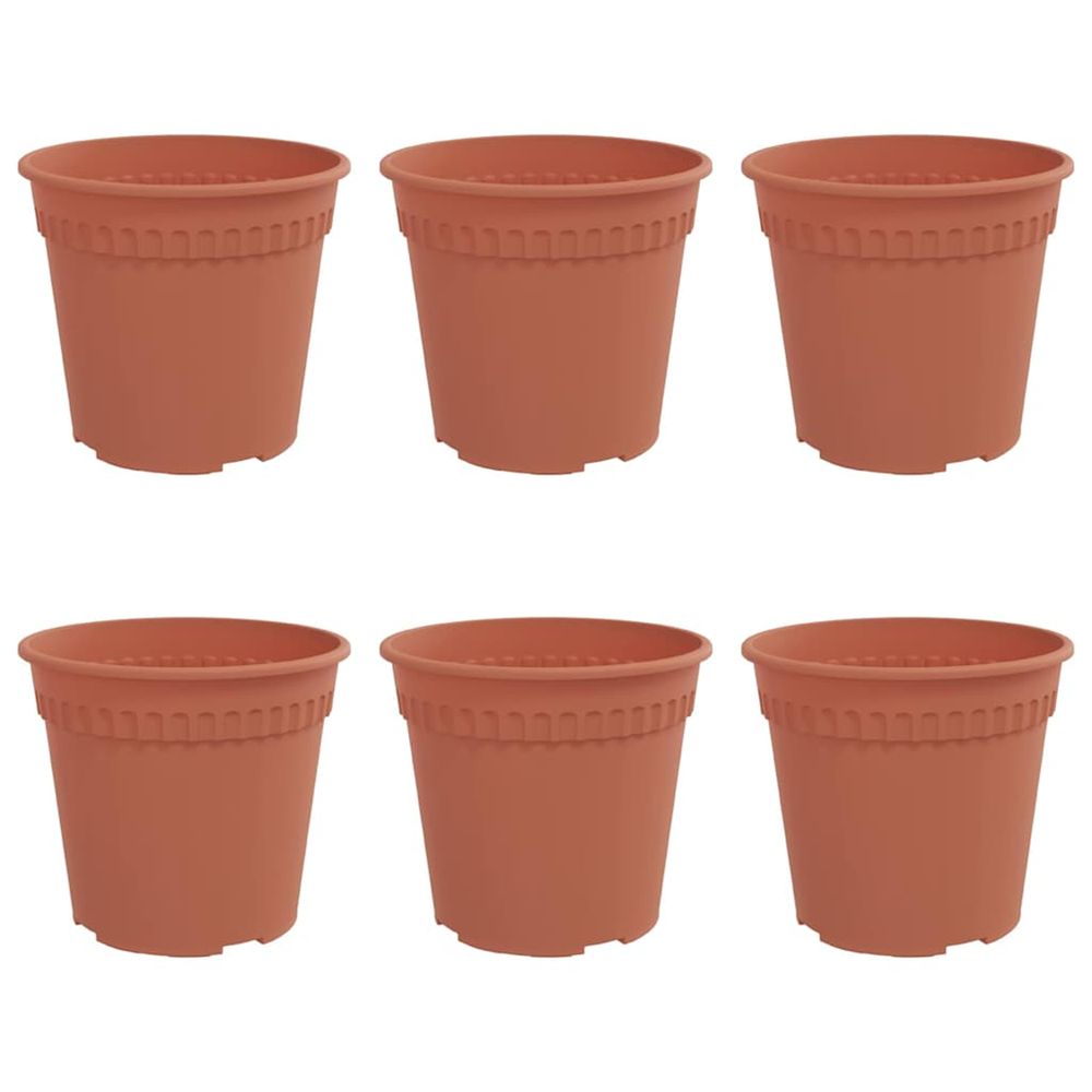 Pot à fleurs rond 6 pc rouge brique ø 19 x 16,5 cm plastique