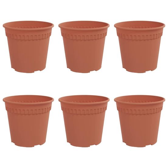 Pot à fleurs rond 6 pc rouge brique ø 19 x 16,5 cm plastique