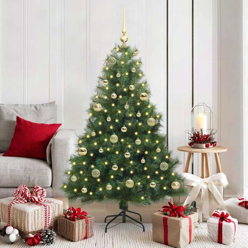 Kit sapin de noël lumineux 150 cm tout-en-un, guirlande 150 led & 61 décorations