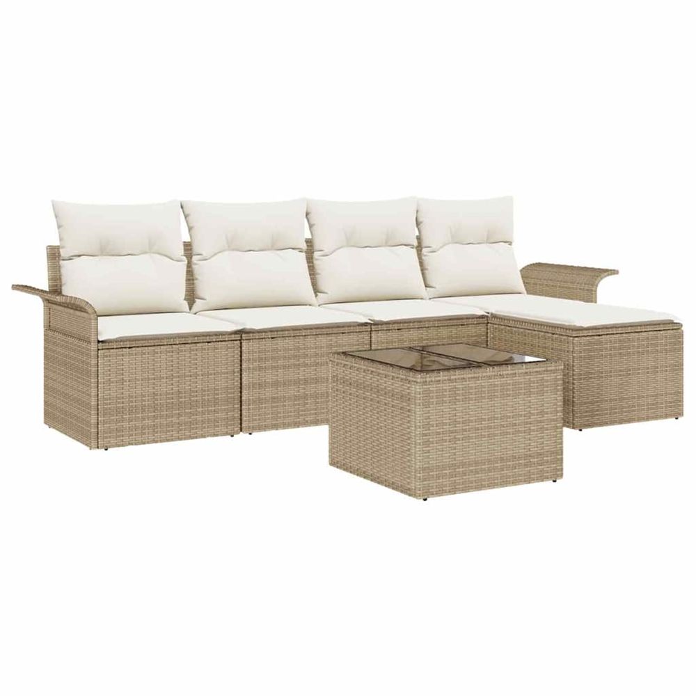 Canapé d’extérieur 6 pc beige polyrotin
