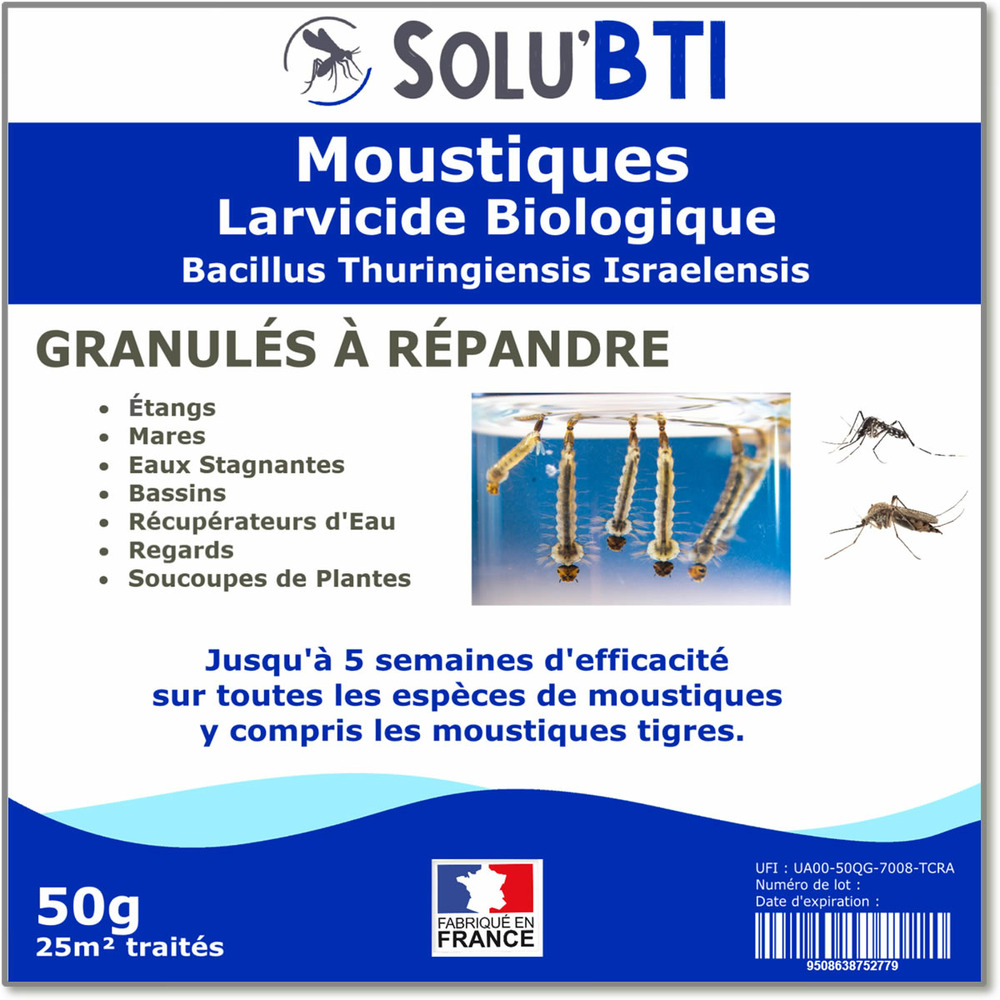 Solu'bti - moustiques - 50 gr de larvicide biologique