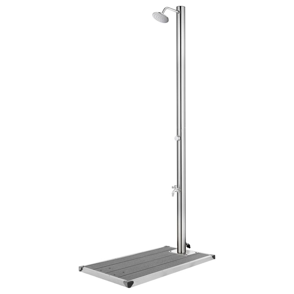 Douche de jardin avec base gris 220 cm acier inoxydable