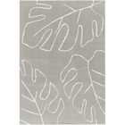 Tapis de salon en velours - palme - motif feuille - écru et gris clair - 160 x 230 cm