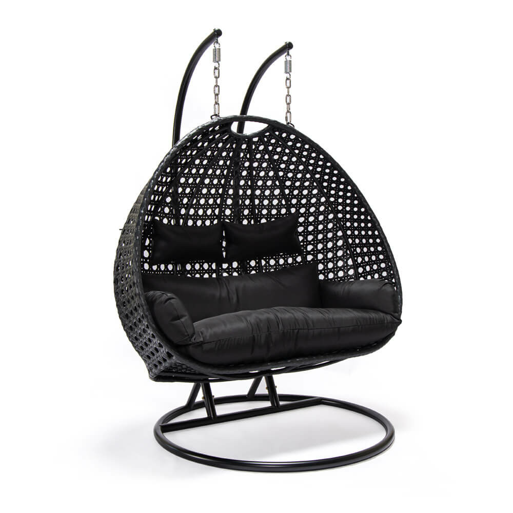 Home deluxe - fauteuil suspendu twin - noir, hauteur 195 cm - avec housse de protection contre la pluie, structure, coussins