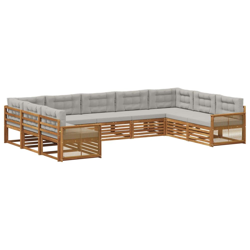 Ensemble de canapés d'extérieur 9 pc naturel et gris clair