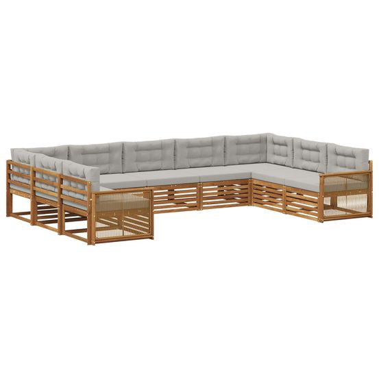 Ensemble de canapés d'extérieur 9 pc naturel et gris clair