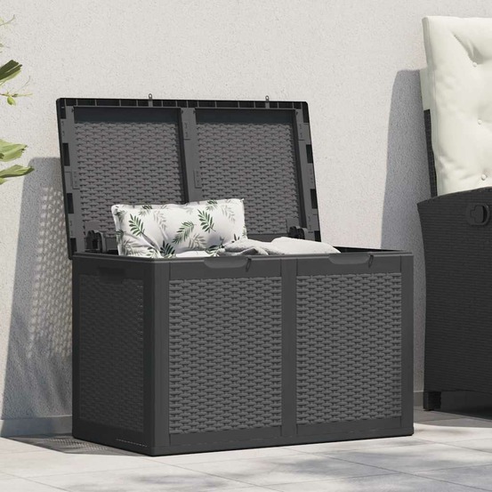 Boîte de rangement de jardin 180 l noir pp rotin