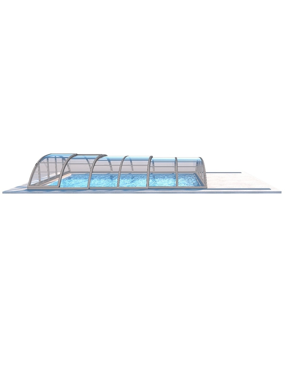 Abri de piscine horizon pour les modèles 5x3 m - bas86, bas786 - polycarbonate massif 3 mm - couleur ral7037 gris