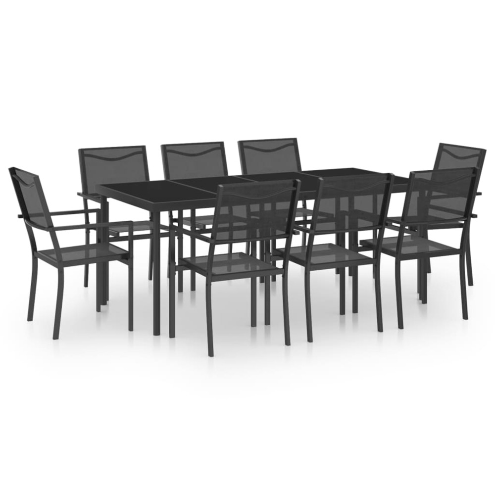 Mobilier de salle à manger d'extérieur 9 pc acier