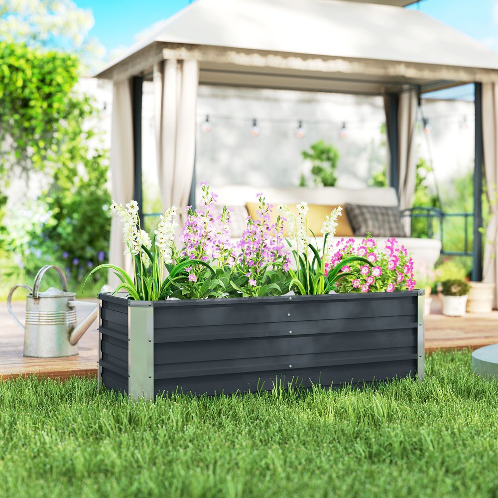 Carré potager acier jardin légumes fond ouvert 125x47x40cm gris anthracite