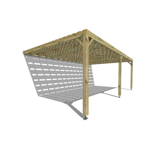 Pergola bois • 7m x 4m • adossée • sens profondeur • platelage bois • livraison comprise