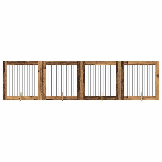 Portillon pour chien avec supports 4 pcs bois ancien