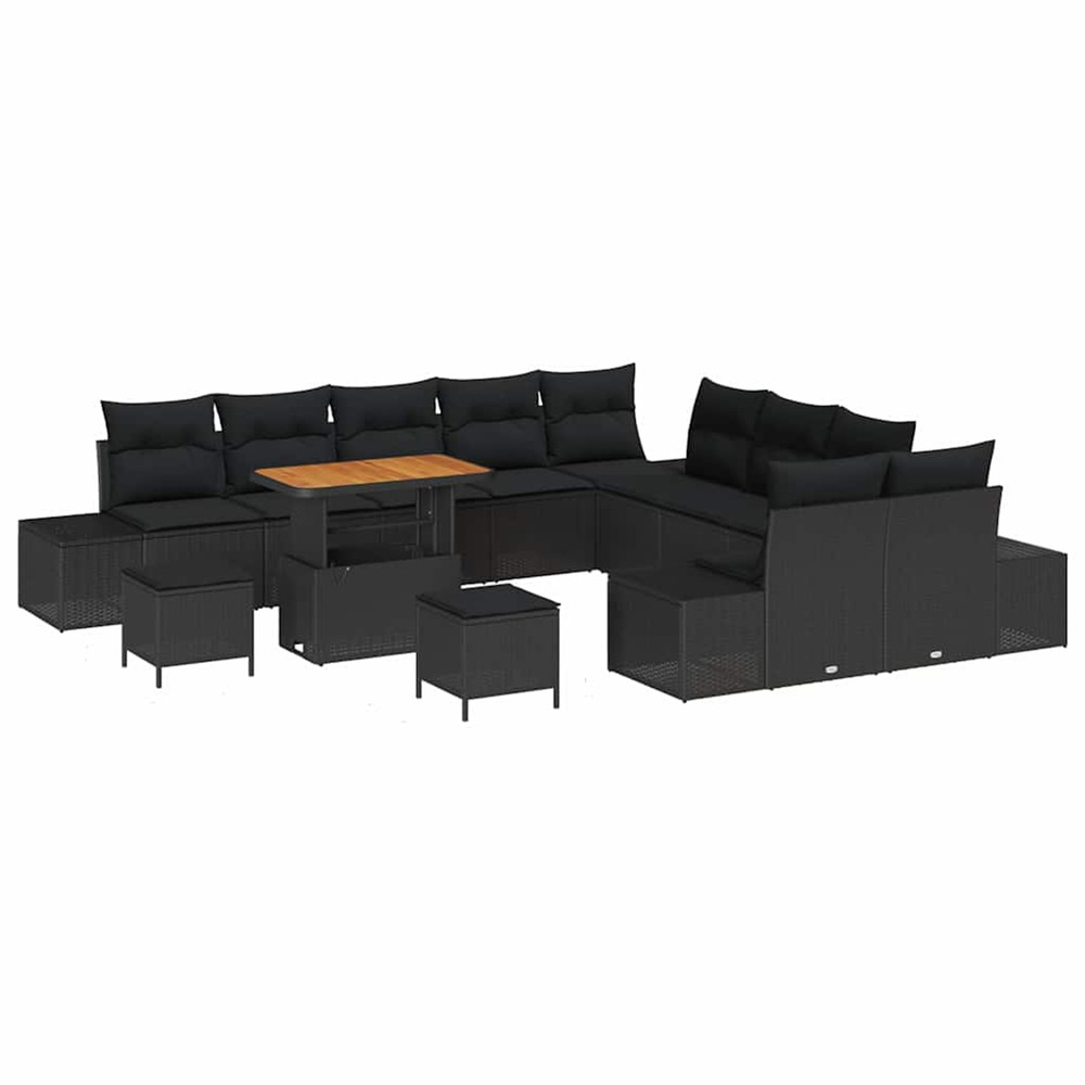 Ensemble de canapé de jardin avec coussin 13 pcs noir