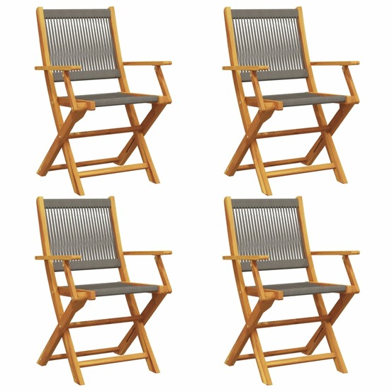 Chaises pliables de jardin 4 pcs gris bois d'acacia massif
