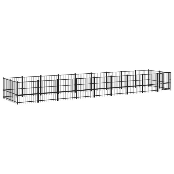 Chenil cage enclos pac animaux d'extérieur pour chiens acier 16,89 m² noir