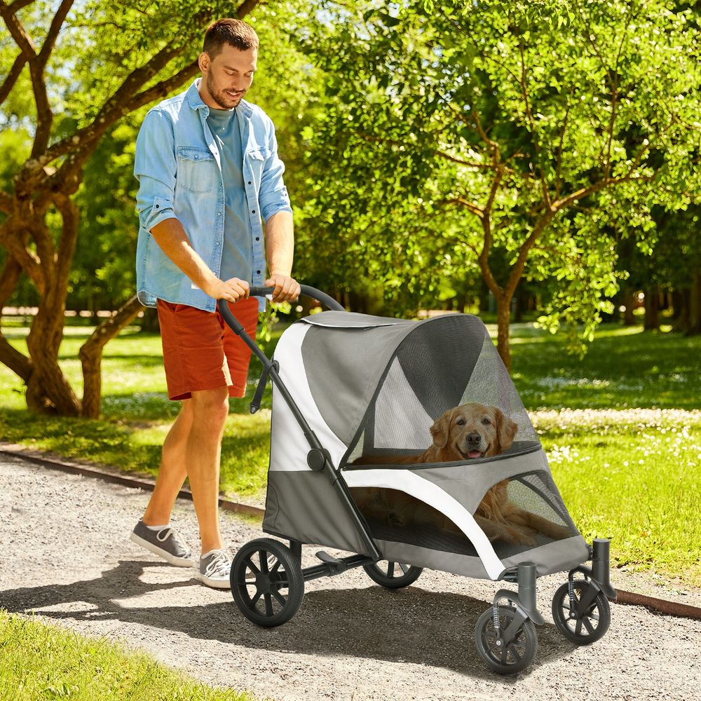 Poussette chien pliable 30kg chariot animaux gris foncé 4 roues confort - comfortxl pet living