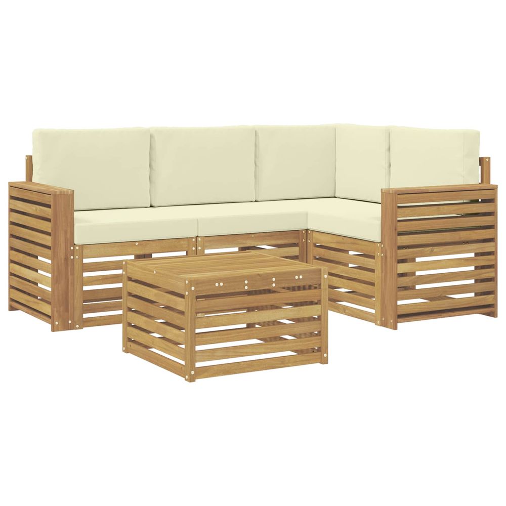 Ensemble de canapés d'extérieur 5 pc blanc et crème polyester