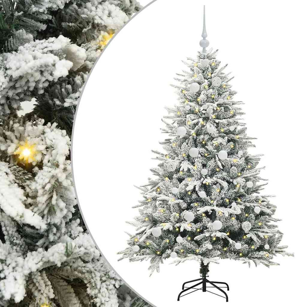 Sapin de noël artificiel pré-éclairé avec set de boules 150 cm