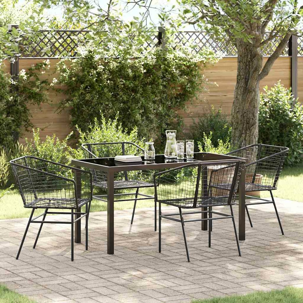 Ensemble de salle à manger pour jardin 5 pcs noir polyrotin