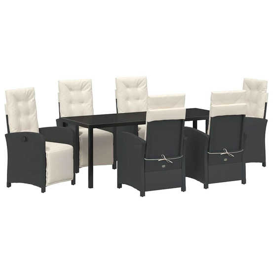Ensemble de salle à manger pour jardin 7 pcs noir polyrotin