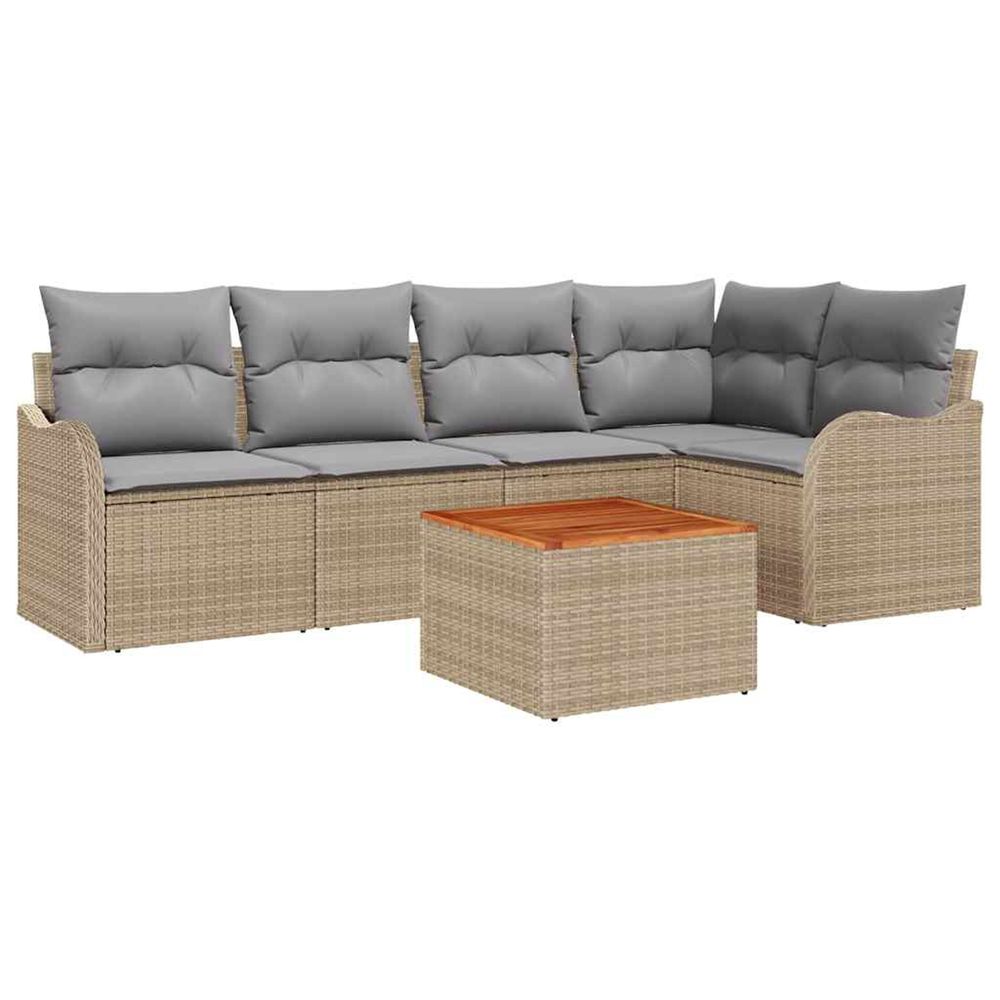 Ensemble de canapé de jardin 6 pc beige et gris clair polyrotin