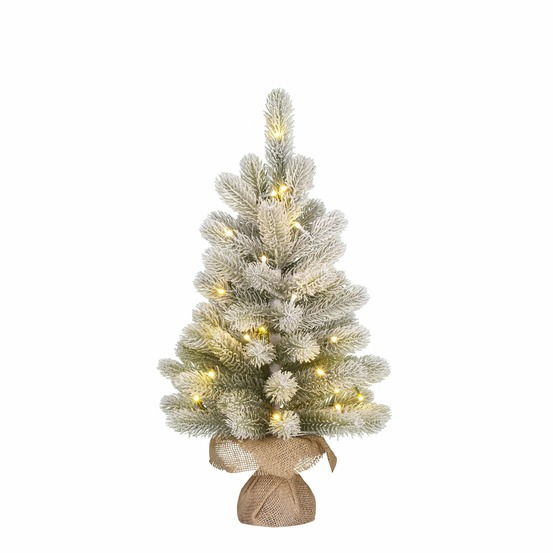 Black box trees nagoya sapin de noel avec toile de jute led vert givre 25l tips 50 fonctionnant sur batterie et minuteur - h60xd44cm