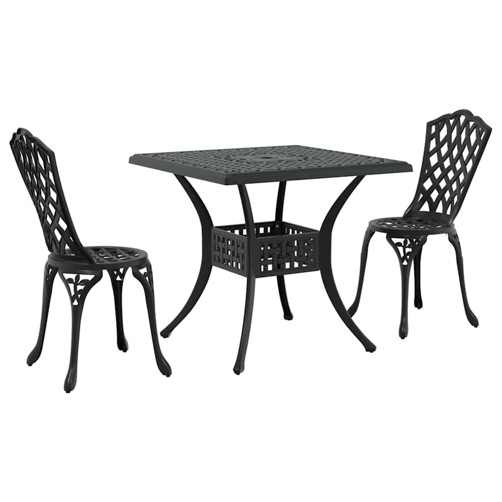 Ensemble de tables de jardin 3 pcs noir aluminium coulé