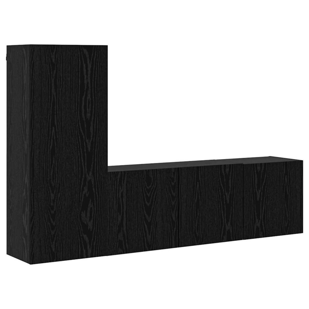 Unité murale de tv 5 pcs chêne noir bois d'ingénierie