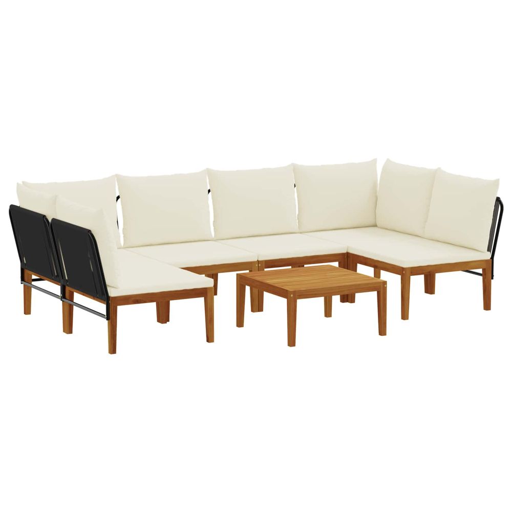 7 pc bois d'acacia massif et corde naturel