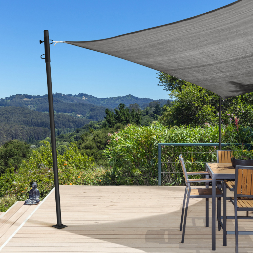 Lot de 2 mâts de fixation réglables pour voile d'ombrage h.220 cm poteaux et bases acier