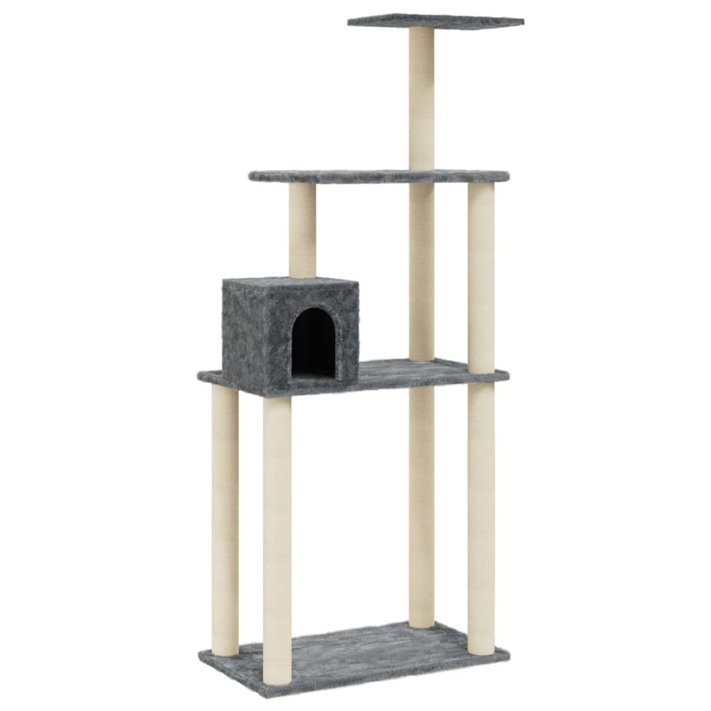 Arbre à chat avec griffoirs en sisal gris foncé 147 cm