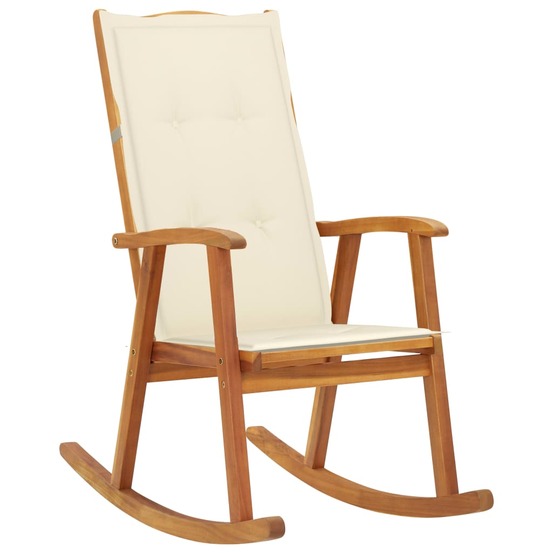 Chaise à bascule avec coussins bois d'acacia massif