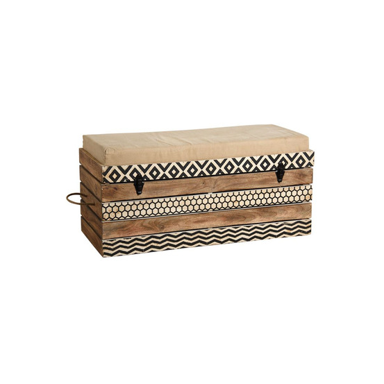Coffre banc zigzag en manguier et coton